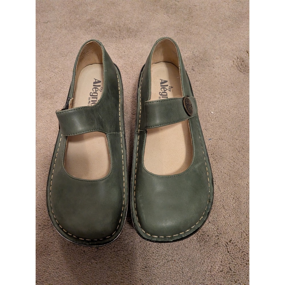 Alegria Paloma Green Leather Mary Jane Rocker Clogs PAL-687 Womens 38 NWOT